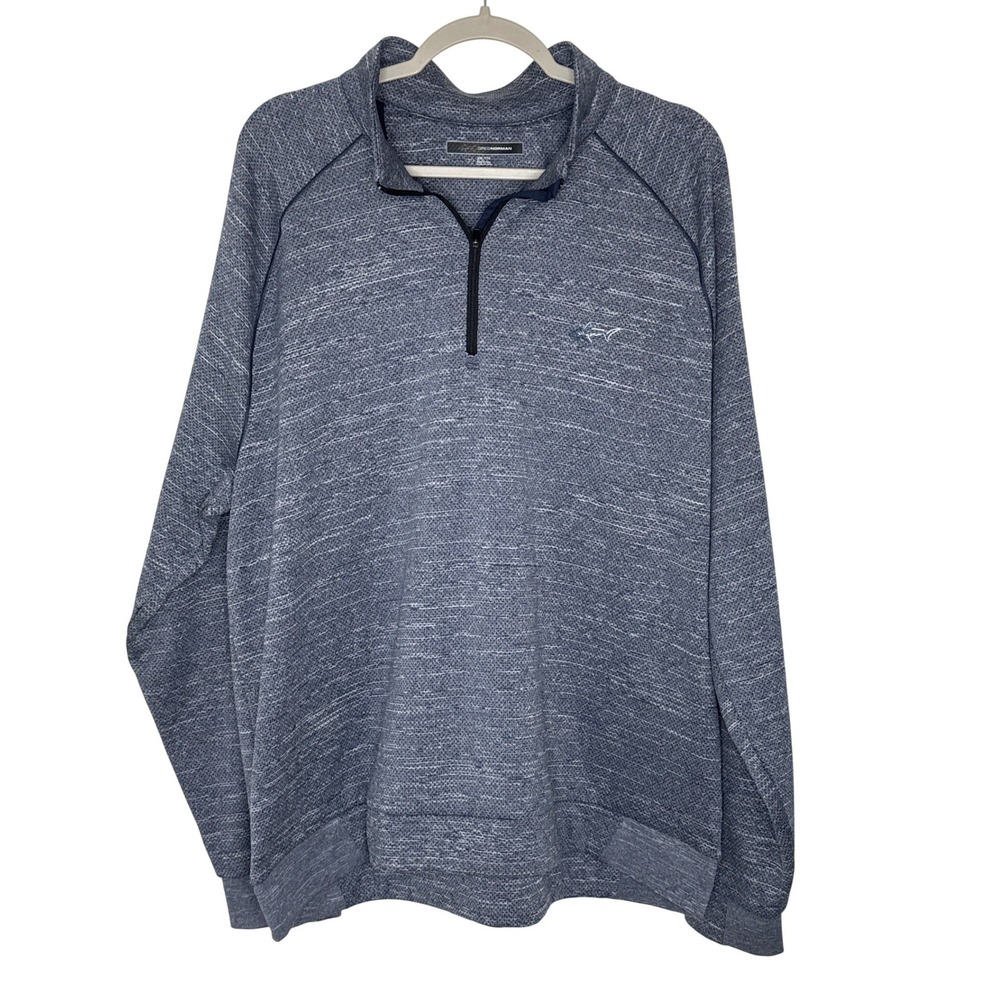 Greg Norman Mens XXL Navy Blue Space Dye Quarter Zip‎ Golf Pullover Sweater Mock